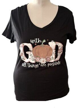 Love In Faith With God All Things Are Possible Christian Tee Shirt 3X EUC